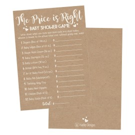 25 Rustic Guess If The Price is Right Baby Shower Game Ideas for Boys Girls Fun Party Activities Cards Best Gender Neutral Reveal Guessing Funny Questions Bundle Pack for Couples Decorations Supplies