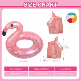 Flamingo Pool Floats for Kids,Swimming Floats for Toddlers and Armbands Cute Inflatable Arm Bands for Girls 5-9 Years,Swimming Pool Float Toy Inflatable Swimming Ring for Summer Pool Water Party