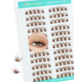 Obeyalash Brown Lashes Cluster Natural Eyelash Clusters Mix 8-12mm C Curl 128Pcs Wispy Eyelash Clusters Anime Spiky Cluster Lash Extensions Individual Lashes Soft Comfortable Thin Band (Natural Look)