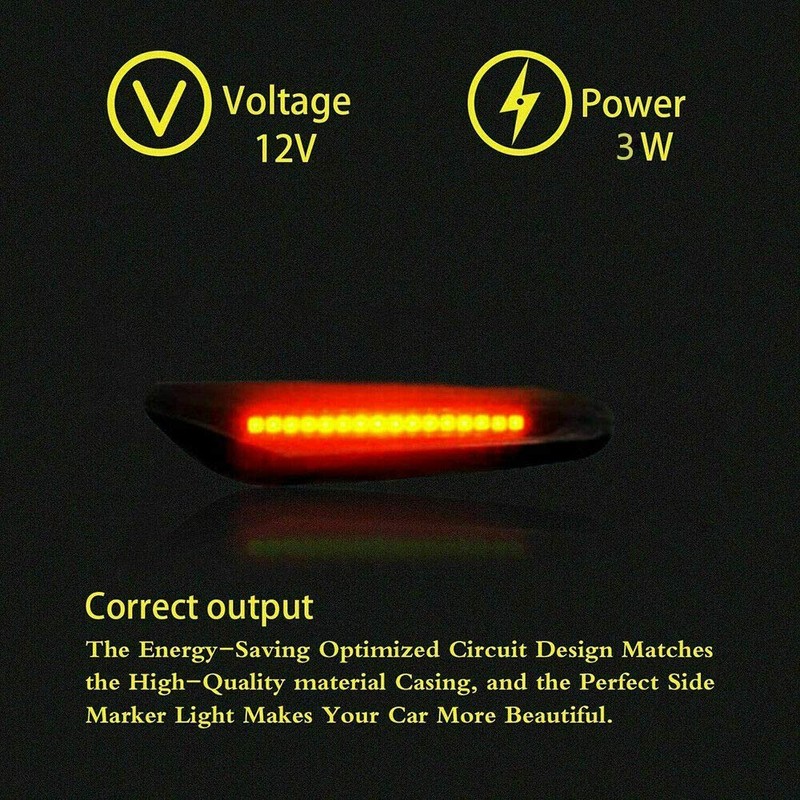 GSRECY Dynamic Amber LED Front Fender Side Marker Light Sequential