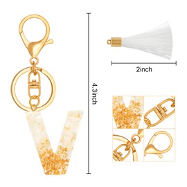 TTYY Initial Letter Keychain for Women Birthday gift To Little Girls Tassel Butterfly Pendant Key Ring for Backpack (White crystal LetterV)