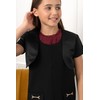 BlackButterfly Kids Satin Short Sleeve Bolero Childrens Girls Shrug (Black,