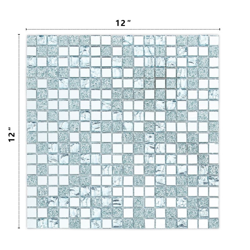 Mijaro 6 Sheets Peel and Stick Silver Square Flat Mirror