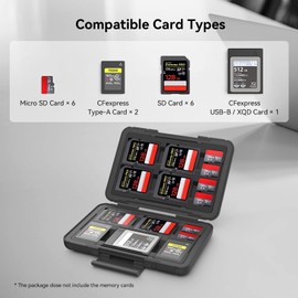 SMALLRIG SD Memory Card Holder Case Memory Cards 15 Slots Anti-Water for SD Cards, Micro SD/CFexpress Type A/CFexpress Type B/XQD Card - 3192