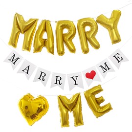 BTZO 16" Assorted Balloons Proposal Marry ME Set Decoration Surprise Romantic Anniversary Wedding Reception Wedding Party Gold