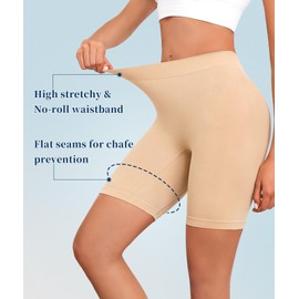 Okimay 4 Pack Slip Shorts for Under Dress Women Seamless Boyshorts Panties Anti Chafing Shorts