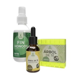 COMBO SIN BACTERIAS – Spray fin hongos, Jabón de árbol de té y Aceite de árbol de té.