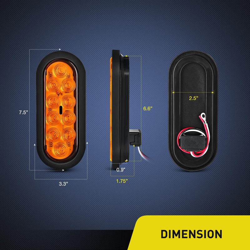 Nilight 6Inch Oval Trailer Tail Light with Flush Mount Grommets