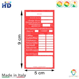 GamesMonkey® - Customer Service and Inspection Sticker - Workshop Service Sticker - Oil Change Pendant and Inspection Note for Labelling - Oil Change - Oil Note Pendant Workshop (30, Red)