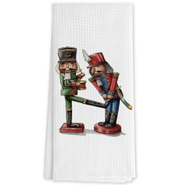 DNEULYR Funny Nutcracker Christmas Kitchen Towels, Humor Christmas Nutcrackers Decorative Hand Towels for Bathroom, Holiday Winter Xmas Dish Tea Towels for Kitchen Decor, 16x24 Inch