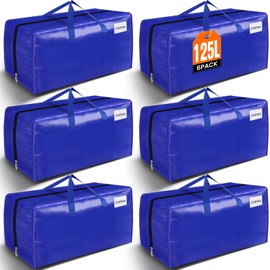 BlissTotes Moving Bags, Heavy Duty Moving Supplies & Storage Bags, Extra Large Packing Bags, Boxes with Tag Pockets, Collapsible Fold Flat Storage Totes, Alternative to Box and Bin, 125L, 6 Packs