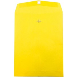 JAM PAPER 10 x 13 Open End Catalog Colored Envelopes with Clasp Closure - Yellow Recycled - 50/Pack