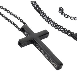 Cross Breathing Necklace  Silent Meditation Anxiety Necklaces for Women and Men Relief Items - Color: Black