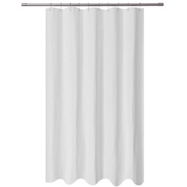 Long Stall Shower Curtain 54 x 78 inch, Fabric, Waffle Weave, Hotel Luxury Spa, 230 GSM Heavy Duty, Water Repellent, Machine Washable, Spa, White Pique Pattern Decorative Bathroom Curtain