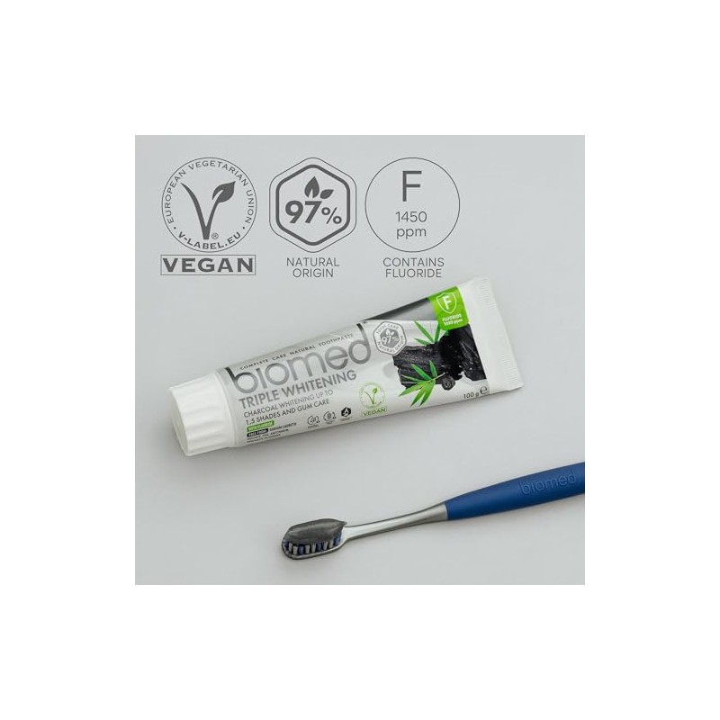 Biomed 97% Natural Triple Charcoal Whitening Toothpaste | Gum Care,