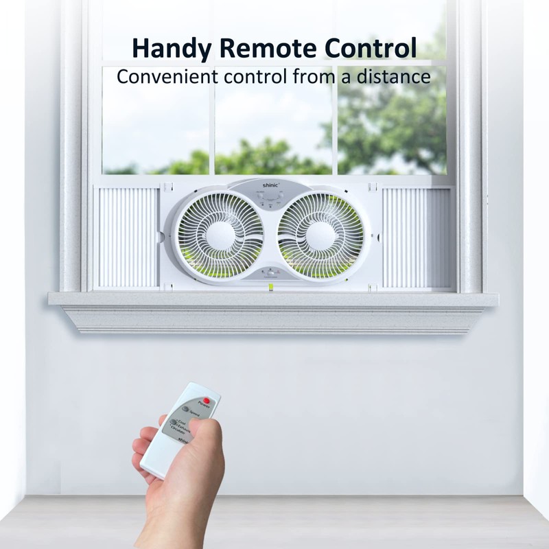 shinic 9" Twin Window Fan with Reversible Airflow, Removable Cover