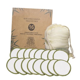 Healeved 16pcs Makeup Remover Pads Cotton Mesh Bag Reusable Face Wipes for and Suitable for Skin Types