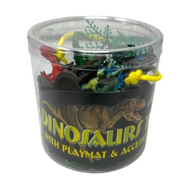 WARM FUZZY Toys Kids Tub of 7 Realistic Dinosaur Figurines, 1 Tub & Playmat - Engaging Educational Playtime - Ultimate Fun & Learning Experience for Home or Classroom (Ages 3+)