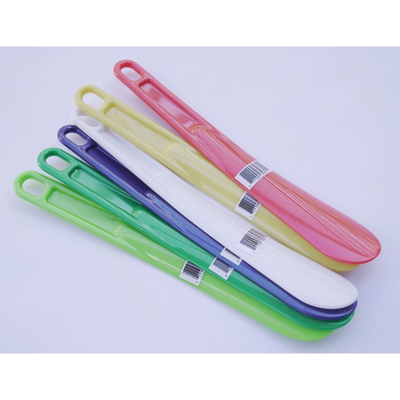 Lot of 6 Plastic Colored Shoe Horns 10 x 1.5"