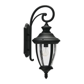 Robert Stevenson Lighting - Prestwick Metal and Glass Outdoor Light, Matte Black, 26 Inch x 10 Inch