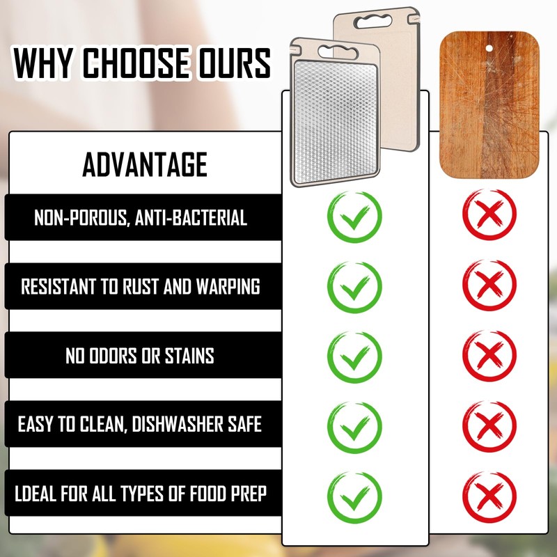 Stainless Steel Chopping Board, Double-Sided Chopping Board, Stainless Steel with