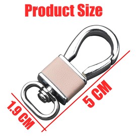 JNNJ Set of 4 Car Keyrings, Stainless Steel Key Fob Leather Keyring, Metal Key Fob for Car Replacement Accessories (Silver Pink)