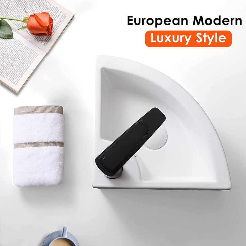 Davivy 18" x 13" Corner Bathroom Sink - White Ceramic