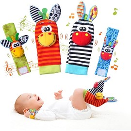 Baby Toys 0-6 Months, Wrist Rattles Foot Finder Socks Set, Infant Rattle Socks and rattles Wrist, Soft Newborn Sensory Toys,Infant Wrist Rattles for Babies 0-6 Months,Baby Gifts 6-12 Months