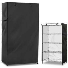 Exokugo Wire Shelf Cover,600D Heavy Duty 100% Waterproof Shelf Covers for Wire Shelving,Outdoor Storage Shelves Cover for Metal Rack,36.2" W x 20.5" D x 60" H,Black