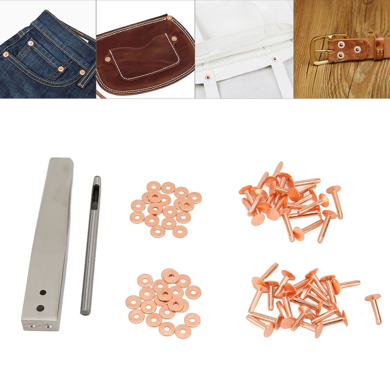 Copper Rivets Set, Leather Copper Rivets Round Head and Geate