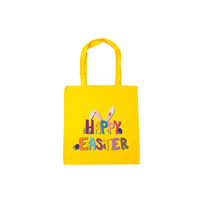 Hippowarehouse Happy Easter Colourful Egg Bunny Ears Tote Shopping Gym