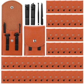 Geosar 50 Set Travel Manicure Kit Bulk Professional Nail Clippers Pedicure Nail Care Tools Grooming Stainless Steel Set with Portable Travel Case, Gift for Christmas Men Women(Brown)