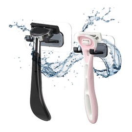 Hook LAB Self Adhesive Shower Razor Holder 2 Pack - Removable & Reusable Waterproof Hooks for Shower Wall | Suits Towels, Bath Accessories, Decoratives & More in Kitchen Bathroom (Black)