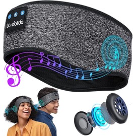  LC-dolida Headband, Bluetooth Sports Headphones, Sleeping Eye Mask, Sweat Absorbent, Quick Drying, Sweatband Earphones, For Sleeping, Music, Fitness, Jogging