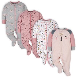 Gerber Gerber Baby Girls 4 Pack Sleep 'N Play Footie Bear Pink 0-3 Months