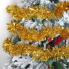 KIMOBER 33 Ft Christmas Tinsel Garland, Golden Metallic Garland for