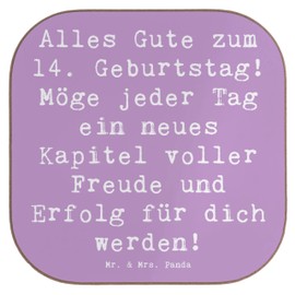 Mr. & Mrs. Panda Untersetzer Gläser Spruch 14. Geburtstag - Geschenk, unvergesslich, Bierdeckel, Holzuntersetzer, Getränkeuntersetzer, Tassen
