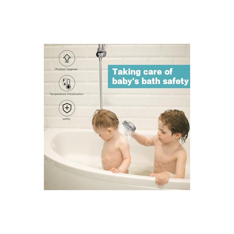 JDO LED Display Shower Thermometer Mount Bracket for Shower Arm