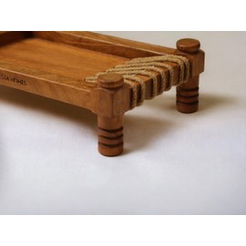 Vesta Homes Wooden Khatiya Platter, Serving Tray for Home/Kitchen/Restaurant/Office/Dining Table | Premium Mango Wood | 13.5 * 8.5 * 4 Inches | Handcrafted in India
