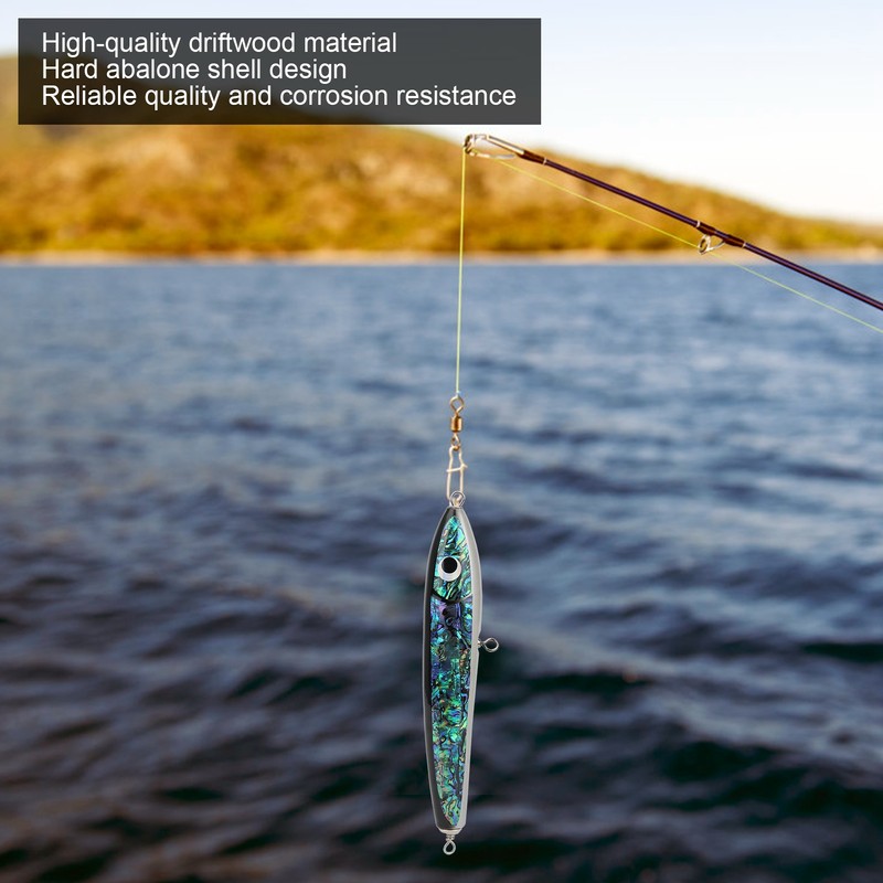 Fish Lure Abalone Shell Fishing Bait Wooden Crankbait for Tuna