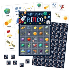 Outer Space Bingo Games Cards, Solar System Bingo Game Set, Astronomy Bingo Party Game, Space Bingo Supplies for Adults, Planet Birthday Party Decorations -17