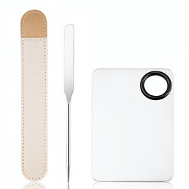 MAEXUS Spatula Mini Spatula Scraper Palette Spatula Cosmetic Tool Stainless Steel Spatula Lip & Eye Gloss Spatula with Storage Bag (Long Spatula Stick + Palette Set)
