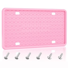 QiqaMole Silicone License Plate Frames, License Plate Holder for US CA Cars, Silicone Car Plate Cover Rustproof & Rattle Proof & Weatherproof Car Accessorie (Pink 1 Pack)