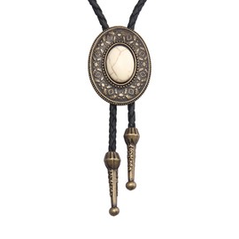 GelConnie Mens Bolo Ties Cowboy Necklace White Turquoise Native Handmade Vintage Bolo Ties Cowboy Ties for Men.Women