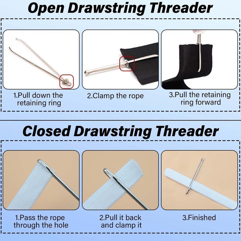 Drawstring Threader,17 Pcs Drawstring Threader Tool Include Flower Needle Threaders