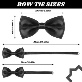 Keyoung Bow Tie Men's Black, Classic Plain Bow Ties for Men, Tuxedo Bow Tie, Formal with Hook Closure and Adjustable Neck Bow Tie, Pre-Tied Bow Tie for Men, Bow Tie for Wedding, Party, black