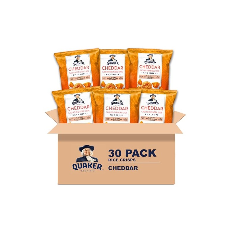 Quaker Rice Crisps, Gluten Free, Cheddar, 0.67 Oz, 30 Count