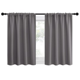 NICETOWN Short Curtains, Grey Window Curtains for Bedroom, Home Decoration Thermal Insulated Rod Pocket Blackout Blinds & Drapes for Small Windows (Gray, 2 Panels, W42 x L36 -Inch)