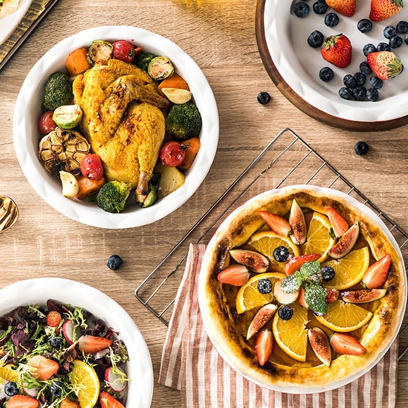 TAMUME Ceramic Pie Pan with Wavy Edge for Perfect Pastries,