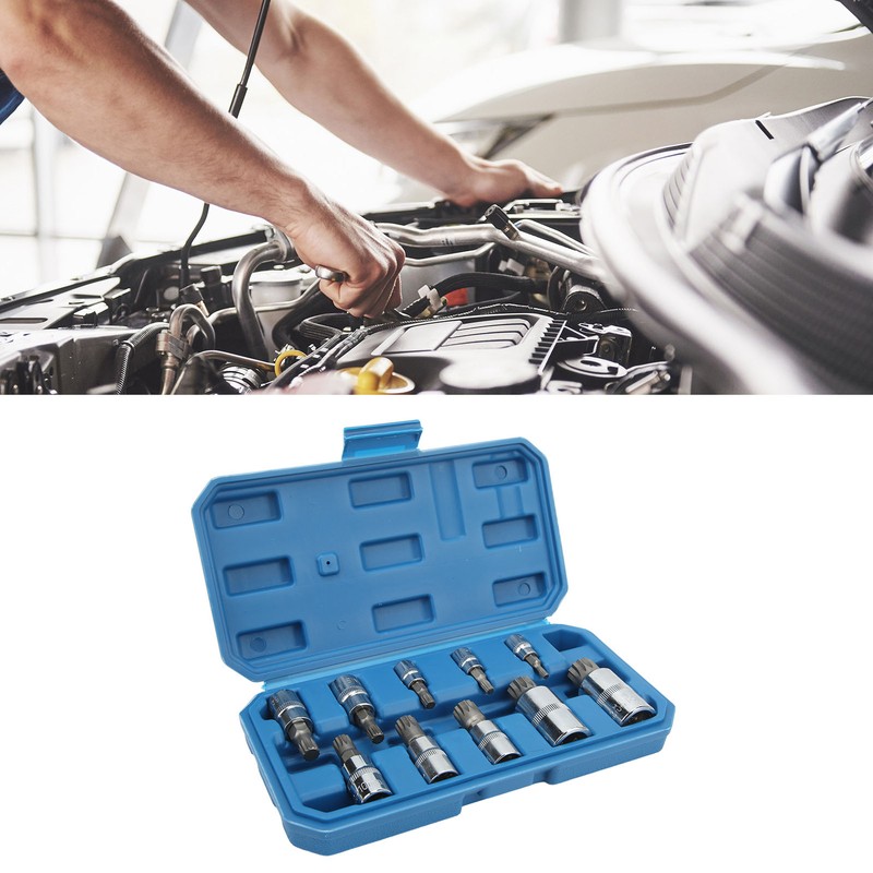 10PCS Triple Square Spline Bit Socket Set Low Wear Accurate